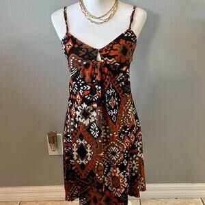 Pimkie Boho Print Spaghetti Strap Mini Dress Tie Front cottagecore